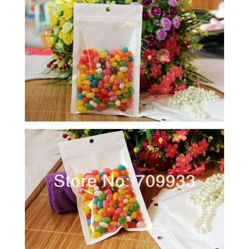 2000pcs/lot(7.5*12cm) Resealable Plastic Clear White Retail Zipper Packing Bags with Hang Hole Zip Lock Storage Package Bags