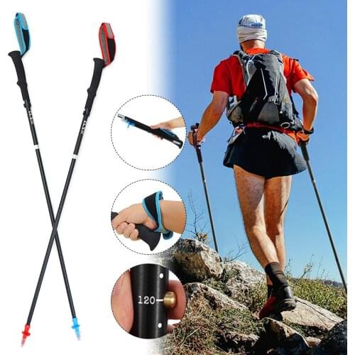 4-Section Outdoor Fold Trekking Poles Walking Stick For Nordic Walking Hiking Antishock Walking Stick Elderly