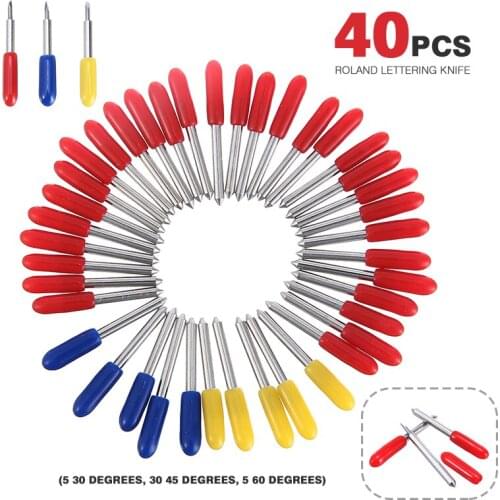 40pcs/set Roland Blade 30/45/60 Degree For Roland Cricut Cutting Plotter Vinyl Cutter Blade Knife Power Cutting Tools