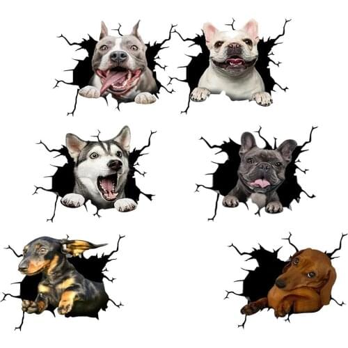 6PCS Car Stickers Creative Animal Dogs Reflective Stickers Waterproof Auto Window Decal Removable Pet Dog 3D Decals
