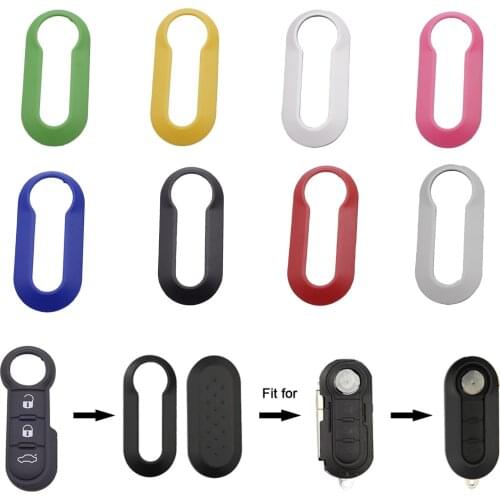 Remote Flip Key Shell Case Car Key Pad for Fiat 500 Panda Punto Bravo Replacement Key Case 3 Buttons Rubber Button Pad