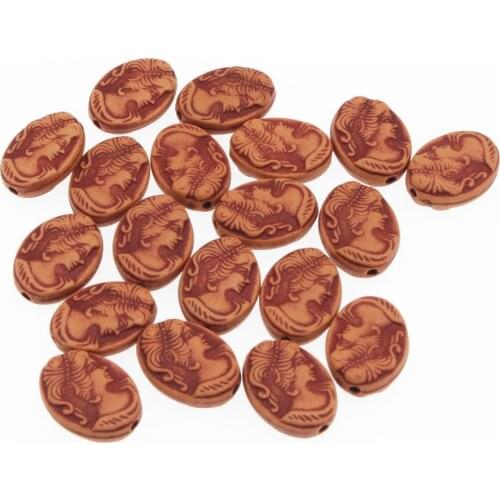 CHONGAI 30Pcs Fashion Acrylic Beads Imitation Wood Color Girl portrait For Handmade DIY Necklace Bracelet Jewelry Making 13x17mm