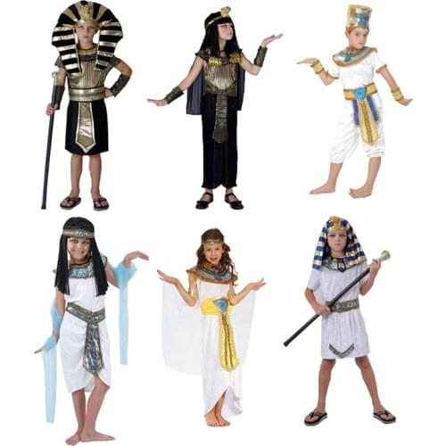 Halloween costume for kids Pharaoh queen egyptian cleopatra costume girls boys for children ancient egypt fancy dress Cosplay