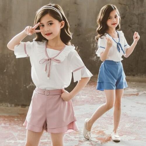 2021 Summer Girls Clothes Set Children short Sleeve Tops & skirt for Kids teenager Girls Casual Suit Tracksuit 6 8 10 11 12 Year