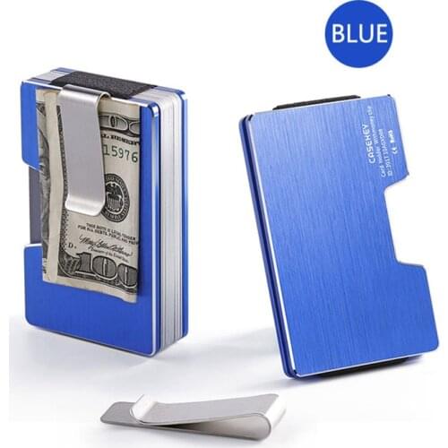 DIENQI Rfid Metal Mini Credit Card Holder Men Black Business id Cardholder RFID Anti-thief Metal Steel Wallet Minimalist Bank