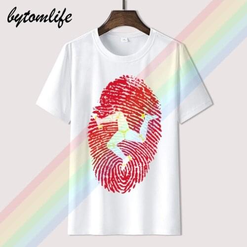 Isle Of Man TT Fingerprint T Shirt Mens Tshirt Cotton T-Shirt Black White Red Clothing Racer Game Top Tee Vintage Style