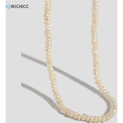Kikichicc New 925 Sterling Silver 2020 Gold Pearl Chain Choker Necklace Jewelry Long Chain Natural Pearl Women Jewelry Luxury