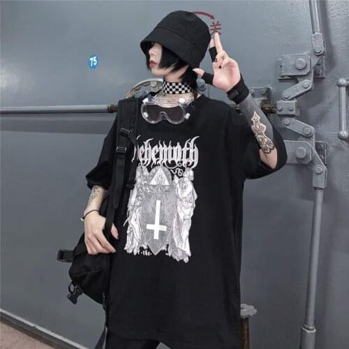 2021 Emo Style Mall Goth Tops Manga Gothic Punk Goth Harajuku Tshirt Summer T Shirts Streetwear Black Top Grunge couple Clothes