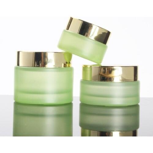 30G Frosted/Green Glass Cream Jars with Gold Lid 50ML glass Cosmetic Container Skin Care jar Eye Essence/Mask/Night Cream Bottle