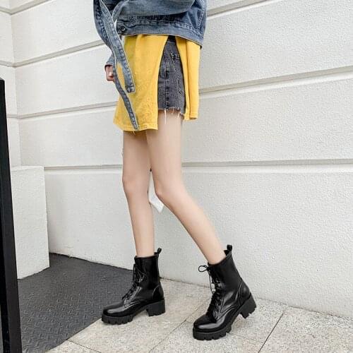 Motorcycle Boots Vintage Combat Autumn Boots Army Punk Goth Women Boots Women Biker PU Leather Short Boots Bota Feminina YMB276