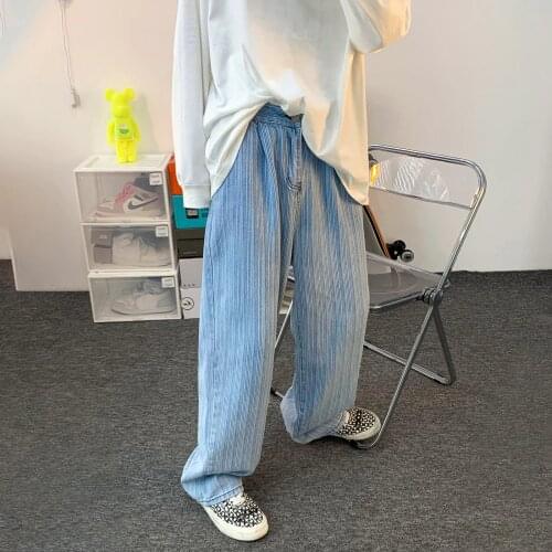 2021 Mens Loose Straight Wide Leg Pants Long Baggy Homme Jeans Classic Cargo Pocket Casual Pants Biker Denim Hip Hop Trousers