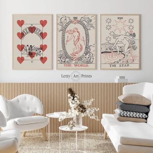 Nordic Abstract The Lovers Tarot Wall Art Pictures Empress Priestess Canvas Painting Sun Posters Prints Living Room Home Decor