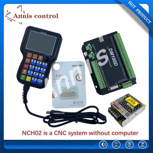 NCH02 CNC Handle Motion Controller mach3 3/4/5axis 125 KHz Pulse + 24V 75W MEANWELL Switching Power Supply+U-disk Read G-CODE