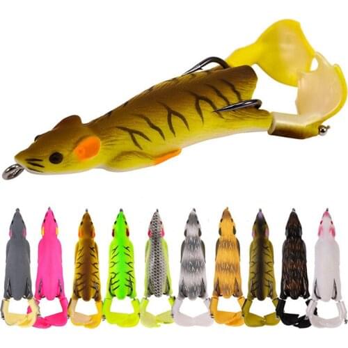Floating system propeller flippers mouse double hook barb false bait hits black perch beak fishing lure soft baits fishing lures