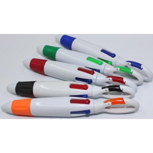 Multi color leather case 4-color mountaineering buckle plastic multi-color ball point pen frosted neutral water pen wholesale