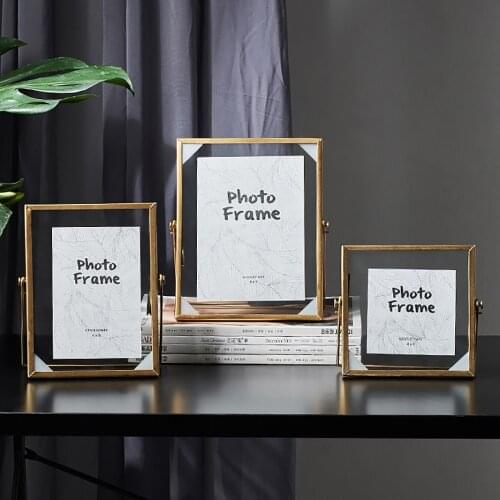 Modern Home Decoration Desktop Decoration Gifts Nordic Metal Photo Frame Creative Glass Clip Dried Flower Plant Photo Frame