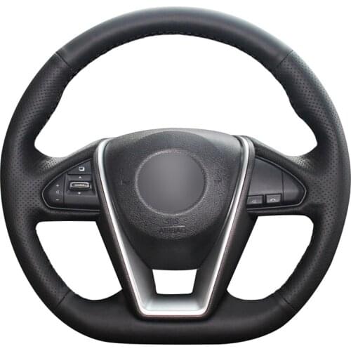 Hand-stitched DIY Black Micro Fiber Leather Car Steering Wheel Cover for Nissan Lannia 2015-2018 Maxima 2016-2018 Accessories