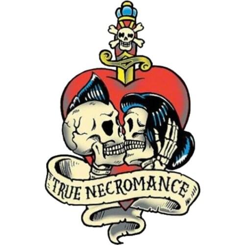 10cm *7onality Cacm Persr Stickers Accessories TRUE NECROMANCE HEART DAGGER SKELETONS Motorcycle Cover Scratches Waterproof PVC