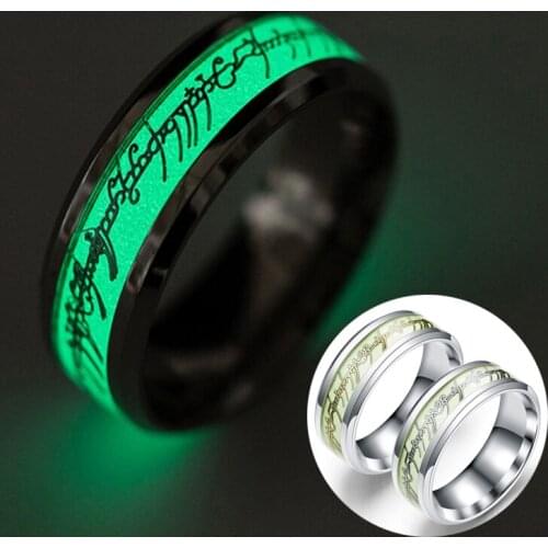 Luminous Ring Black Fashion Man Minimalist Stainless Steel Ring Glowing Ring couple in the Dark Jewelry Drop Shipping