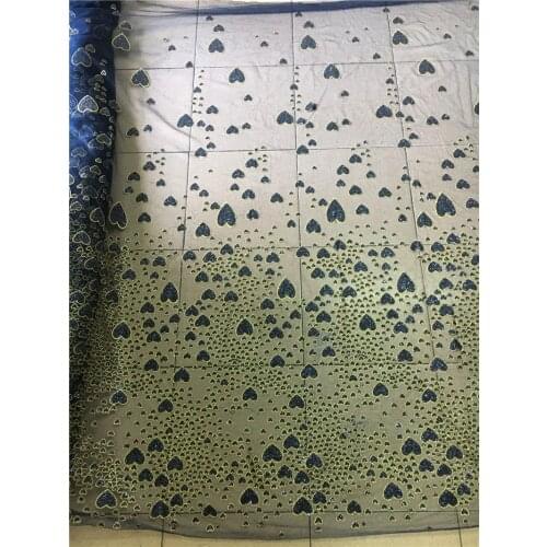 Dark blue glitter and mesh mixed gold side glued print glitter lace fabric for sawing / evening dress/stage decoration JRB-72610