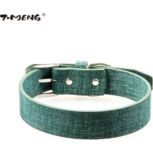 T-MENG Pet Products Genuine Cow Leather Dog Collar Leash For Small Medium Large Dogs Soft Neck Strap Dogs Accessories Supplier