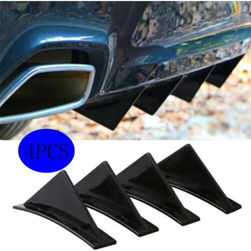 Universal 4pcs Car Rear Bumper Diffuser Shark Fins Carbon Fiber Lip Spoiler For Audi VW GOLF