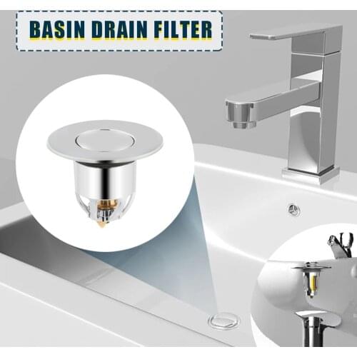 Universal Basin Pop-up Drain Filter Stainless Steel Washbasin Bounce Core Hair Catcher Bath Stopper Sink Strainer Plug
