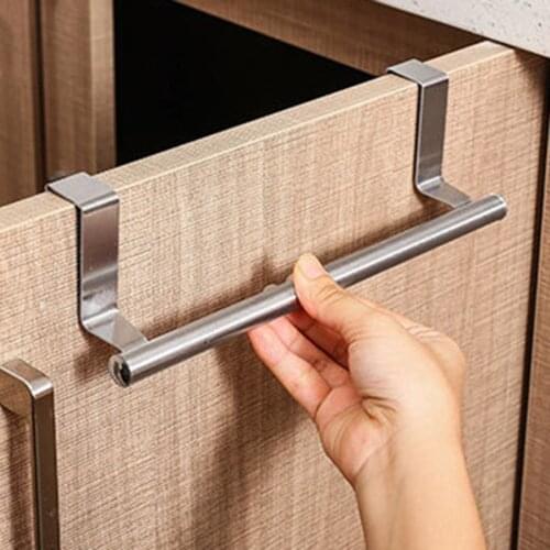 Towel Rack Bathroom Kitchen Over Door Towel Bar Hanging Holder Stainless Steel Cabinet Towels Rag Rack Hook Style Shelf Hanger