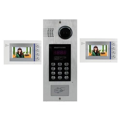 XinSiLu Building Home security Video Intercom System 4.3" LCD Video Door Phone IR Home Video Doorbell For 2-Apartments 1 Doors