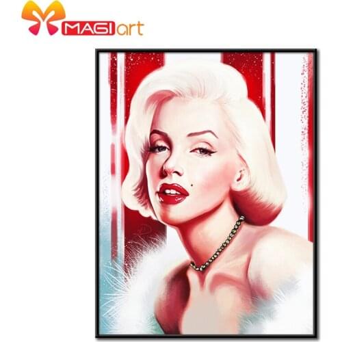 Cross stitch kits Embroidery needlework sets 11CT water soluble canvas patterns 14CT Portrait painting Marilyn Monroe-NCMP001