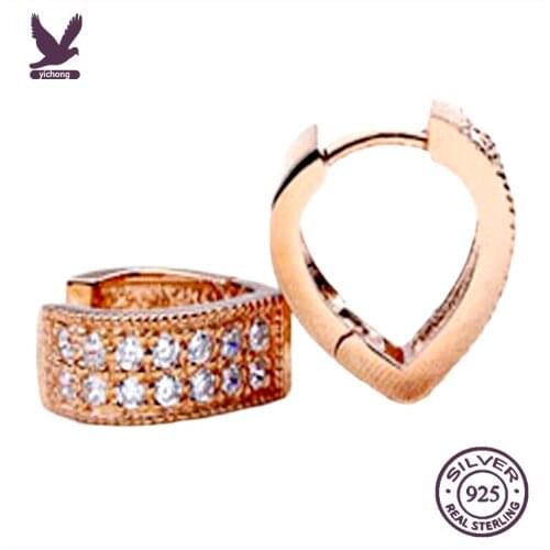 YiChong Brincos Fine Nice Shipping Silver Heart CZ Cubic Zircon Fashion Jewelry Hoop Earrings For Women Love Jewelry Gift YCZH01