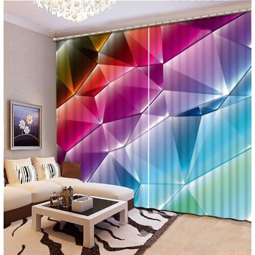 Custom Living Room Curtains Modern Sheer Fabric Curtain colors glass Photo Printing 3D Window Kitchen Curtains