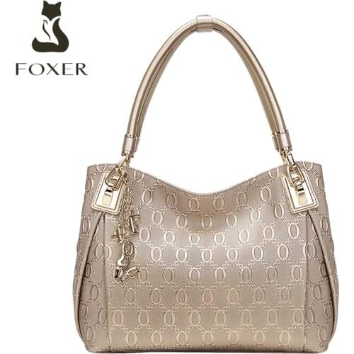 FOXER Brand Womens Purse Bag for Mother Cow Leather Lady Classic Handbags Fashion Tote Bags Fall Winter Luxury Shoulder Big