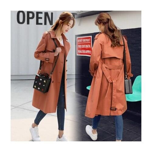New Fashion Spring Autumn Trench Coat For Women Double Breasted Windbreaker Long Sleeve Female Overcoat Tops LX1821