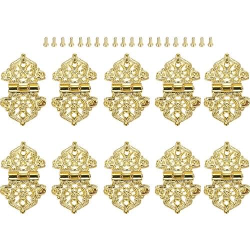 10Pcs Jewelry Wood Box Drawer Cupboard Decorative Hinge Door Cabinet Furniture Hinges Antique Bronze/Gold 53*28mm