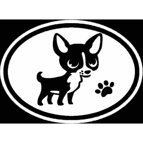 10CM*7.3CM Chihuahua Dogs Paw Oval Cartoon Vinyl Car Sticker Laptop Suitcase Helmet Skateboard Sticker