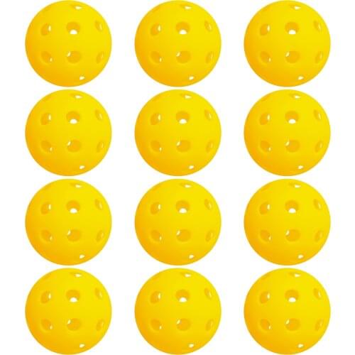 12 Packs 40 Holes Outdoor Pickleball Balls for Outdoor Courts Amateur Advanced Training competition Ball Green / Yellow