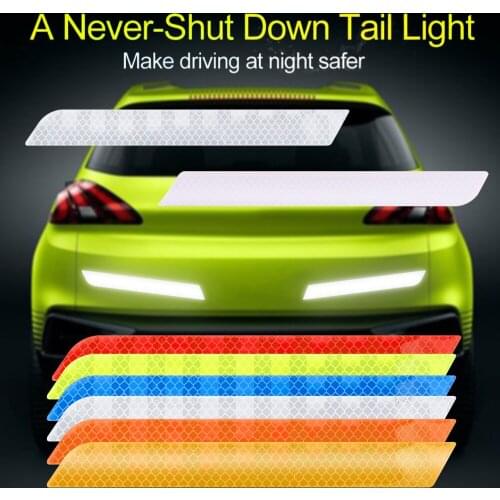 2/4/5pcs Universal Car Safety Reflective Strip Stickers Rear Bumper Night Warning Decal Tape Protective Car Door Trunk Sticker