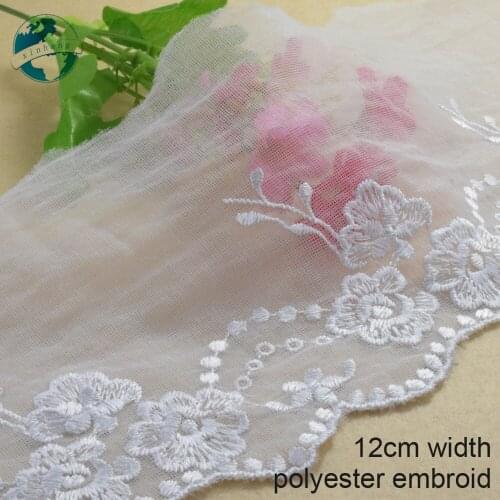3yard 12cm wide embroid lace sewing ribbon guipure trim fabric warp knitting DIY Garment Accessories doll lace wedding lace#3423