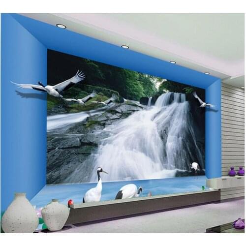 3d wallpaper Blue beautiful waterfall space living room background wall mural 3d wallpaper classic wallpaper for walls