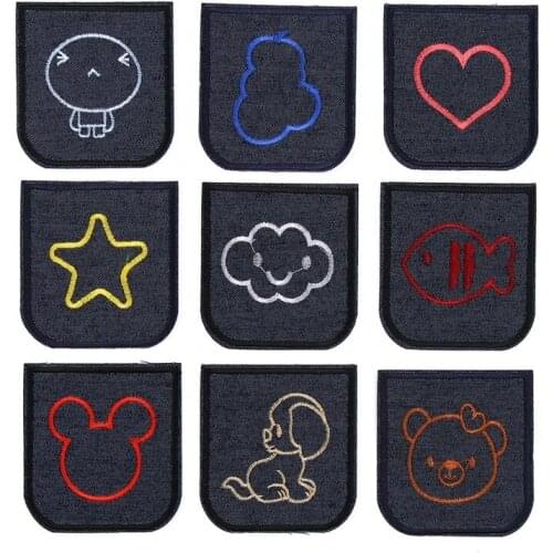 50pcs/lot Embroidery Patch Cartoon Animal Head Denim Dog Pig Fish Heart Clothing Decoration Diy Iron Heat Transfer Applique