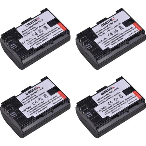 4Pcs 2000mAh LP-E6 LP-E6N Battery for Canon LP E6, EOS 5DS R 5D Mark II 5D Mark III 6D 7D 80D EOS 5DS R 7DII 70D, LPE6 Battery