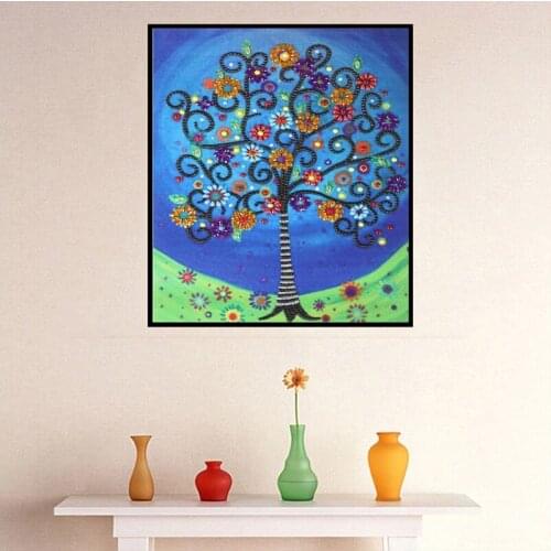 Tree Flowers 5D DIY Diamond Painting Special Shaped Part Drill Resin Wall Hanging Art Picture Kits Rhinestones Mosaic Handmade