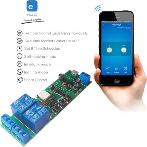 Ewelink Wireless WiFi Smart Home Switch Module WiFi Inching Relay Momentary/Self-Locking/Interlock for Alexa Google Home IFTTTT