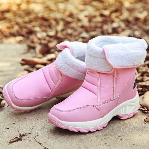 Pink Outdoor Womens Winter Boots Platform Waterproof High Snow Boots Women Plush Ankle Boots for Women botines trekking mujer