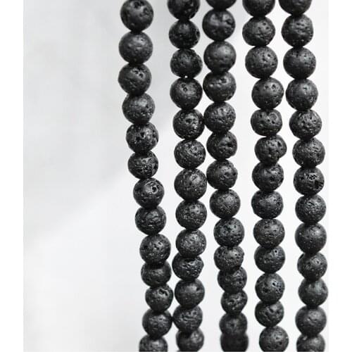 Factory price 6.8.10.12.14mm Natural Black Volcanic Lava Stone Round Beads 15.5" Pick Size For Jewelry Making