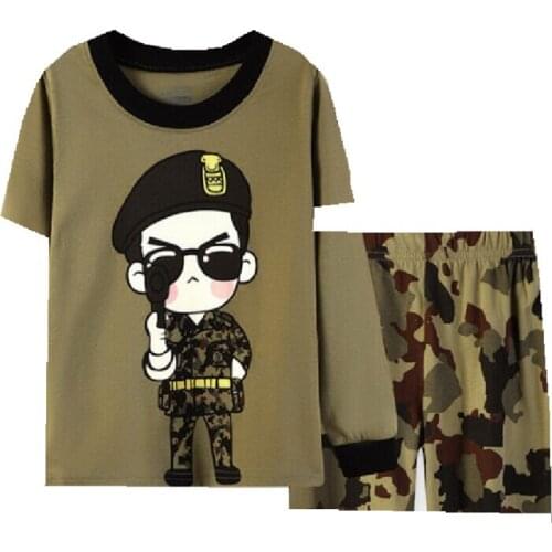 Children Pajamas 2pc Short Sleeve Cartoon Kids Sleepwear Baby Girl Clothes Sleep Suits Summer Cotton Child Pyjamas Boy Nightwear