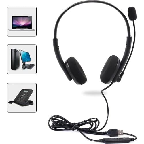 2 in 1 USB and 3.5mm Plug Headset with Mic for PC Business Headsets with Mic Mute Noise Cancelling for Call Center Headphones