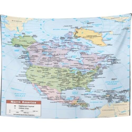 Tapestry Canada 2012 North America Political Continent Map United USA Tapestries Wall Hanging for Living Room Bedroom Dorm