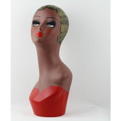 Dark Skin Hand Painted Hat Display Mannequin Head